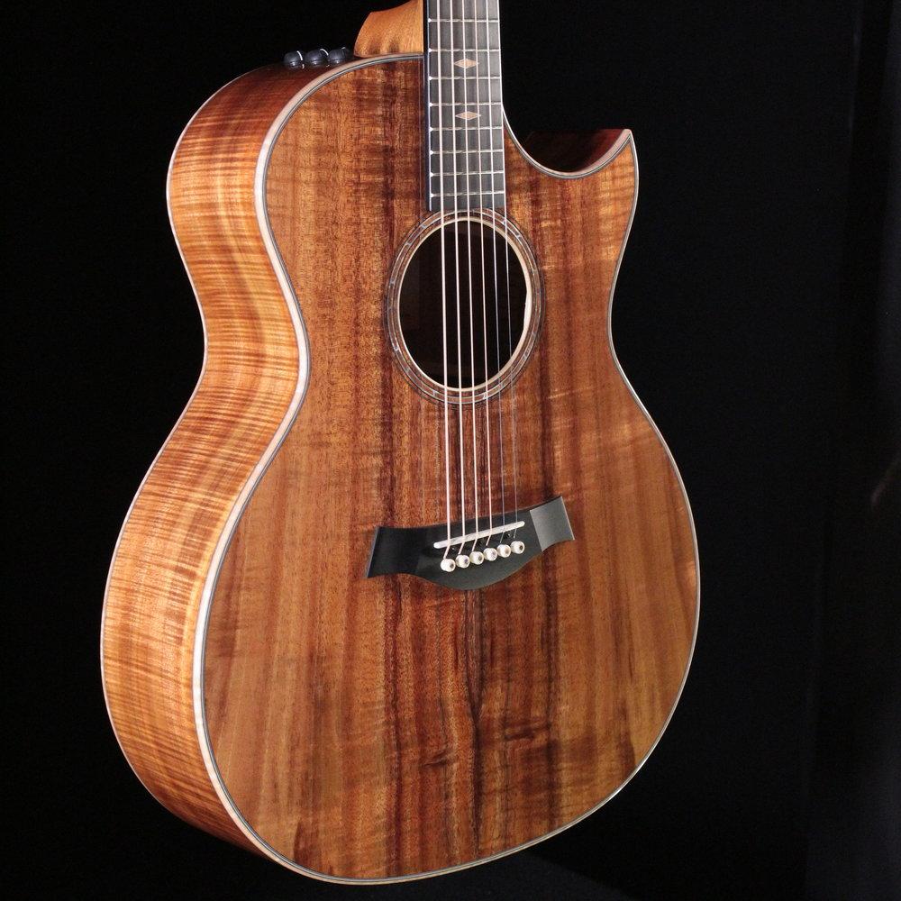 Taylor 2019 Custom GA acoustic-electric guitar Koa top back and sides with cutaway and figured wood grain