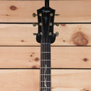Taylor 2022 K14ce Builder's Edition acoustic-electric guitar black headstock with abalone floral fretboard inlay gold tuners