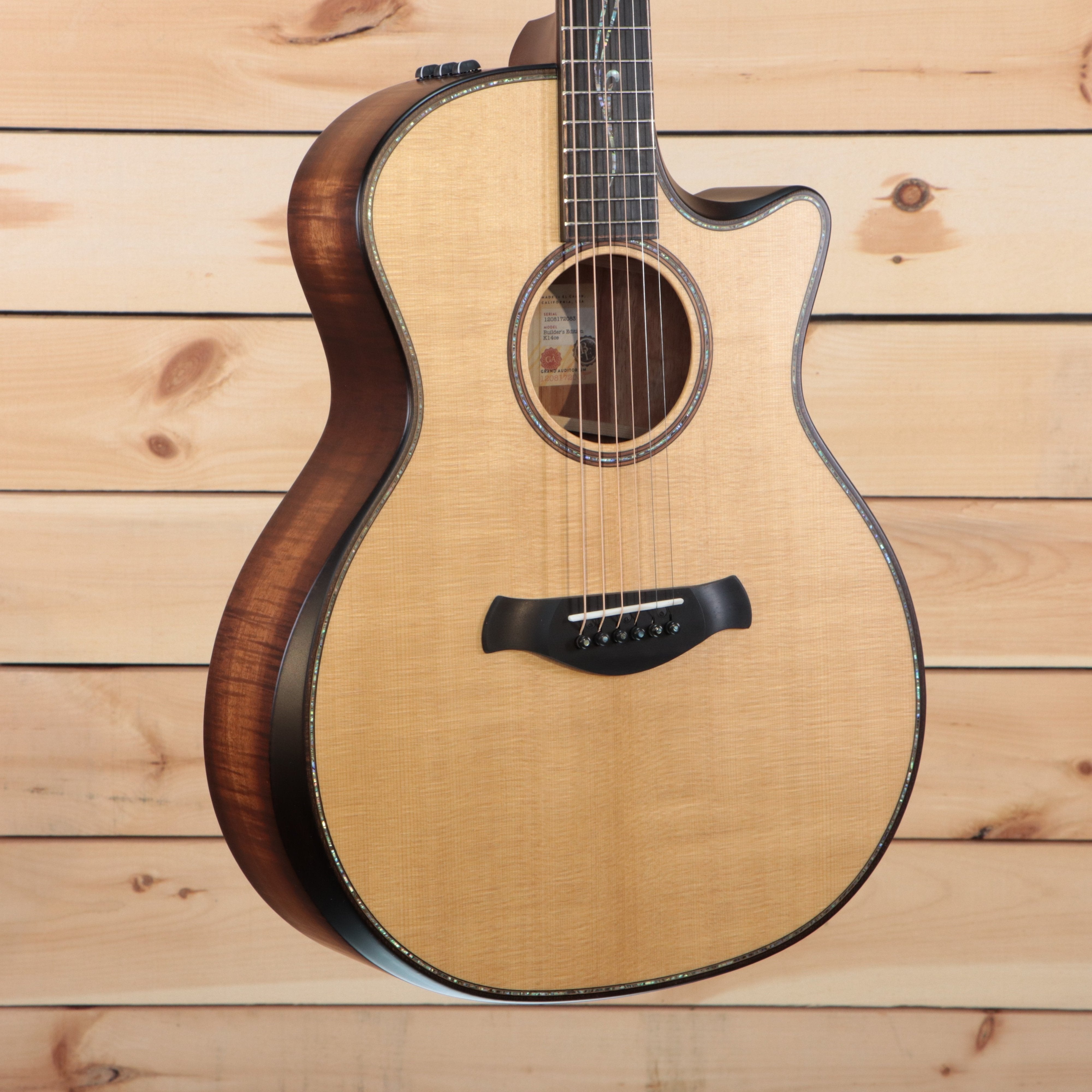 Taylor 2022 K14ce Builder's Edition acoustic-electric Grand Auditorium natural finish with koa back and sides cutaway