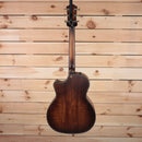 Taylor K14ce Builder's Edition acoustic-electric Grand Auditorium guitar back view with koa body and sunburst finish