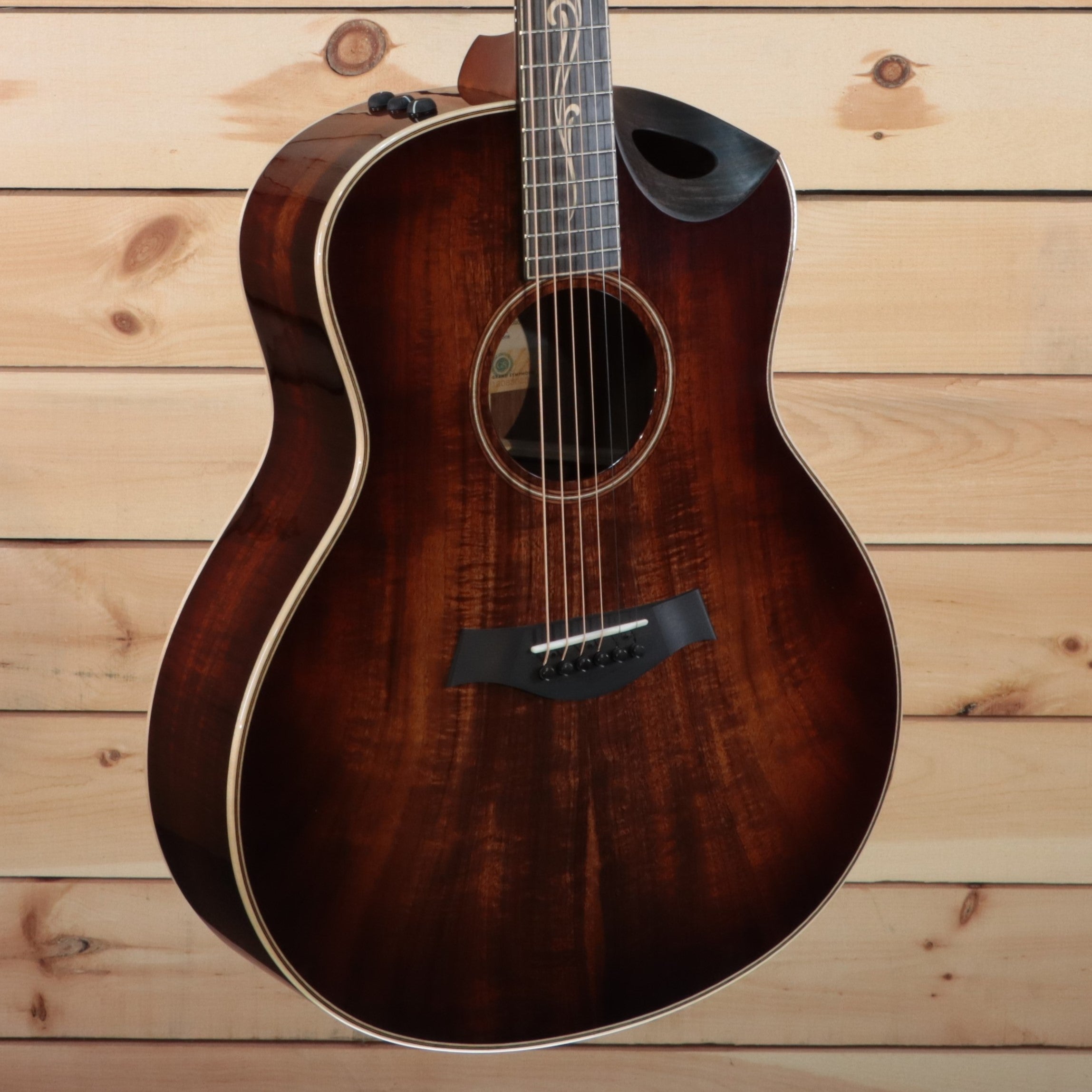 Taylor K26ce Grand Symphony acoustic-electric guitar in sunburst koa top with cutaway and flamed figuring