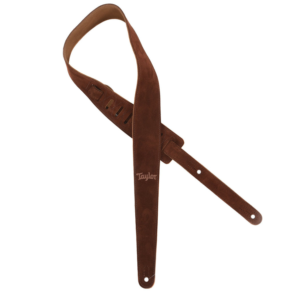 Taylor Strap, Chocolate, Embroidered Suede, 2.5"-1-Righteous Guitars