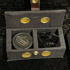 Ameritage carrying case with gold oval buttons and snap closures for Warrior The Passion W-001 guitar
