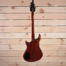 Warrior The Passion electric guitar mahogany body back view with black control cavity cover and neck-through construction
